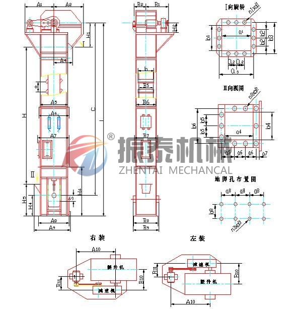 粉煤灰斗式提升機圖紙參數(shù)